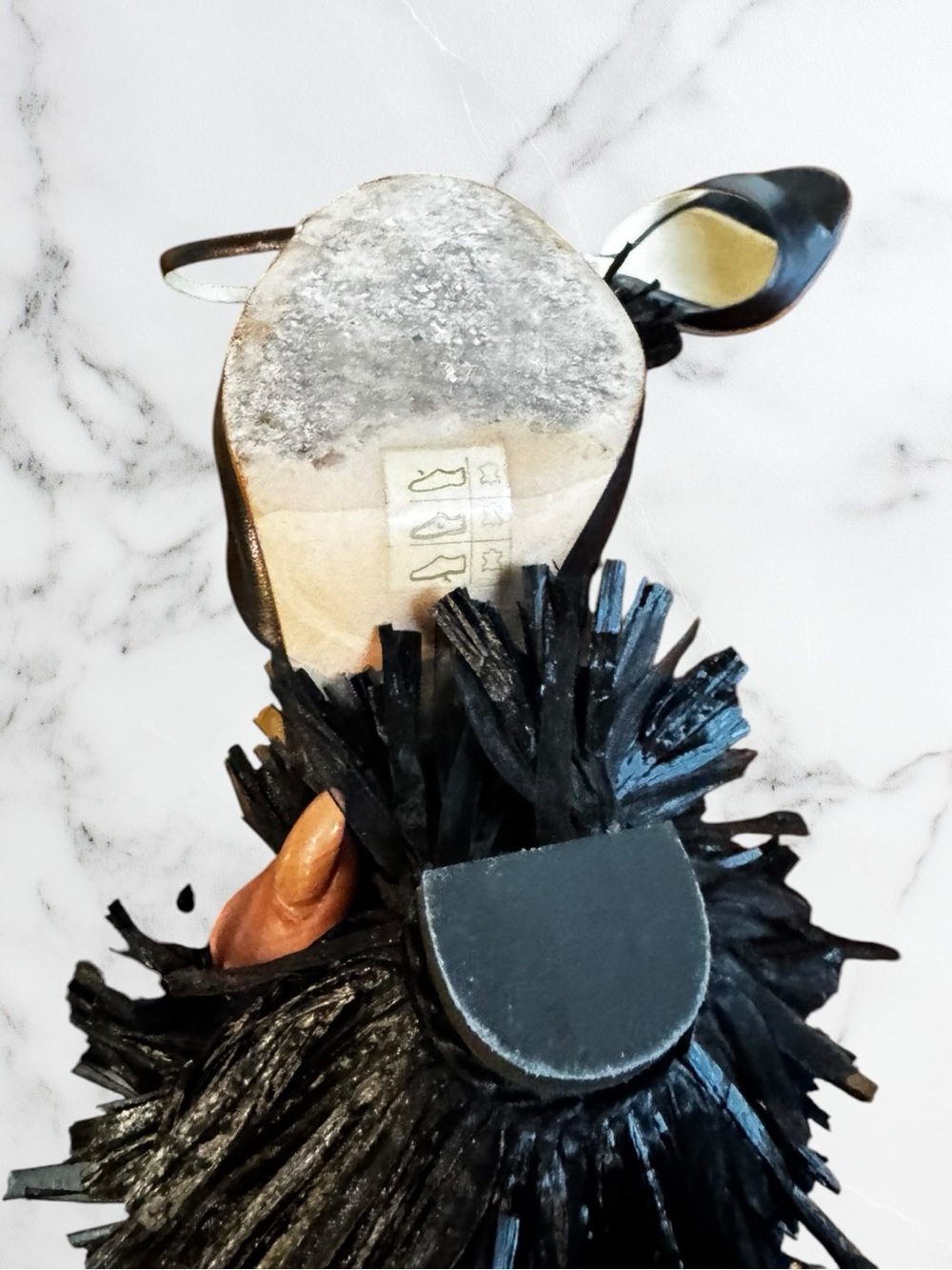 MOSCHINO Black Slingback Fringe Platforms - Picture 13 of 14